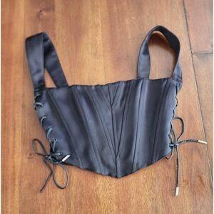 Elegant Black Satin Crop Top